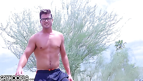 Big dude is riding big dick in his muscular teen body