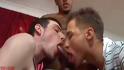 Interracial threesome with a brunette and a blonde
