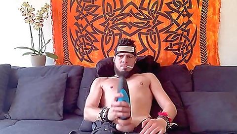Sexy brunette with a sexy body rides a dildo to orgasm