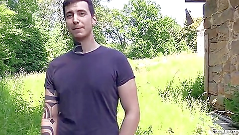 Busty brunette gets fucked bareback in the backyard