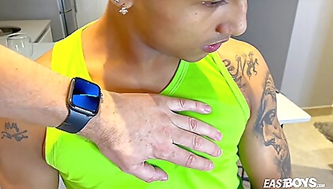 Latina massage with a big cock in front of the camera